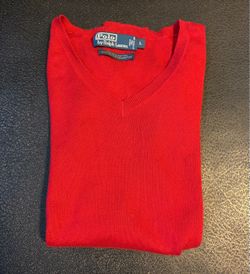 Polo Ralph Lauren Red V-Neck Sweater Size L
