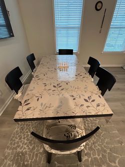 Dark Wood Dining Table with 6 Chairs