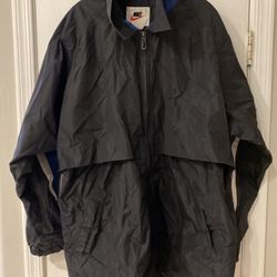 Vintage Nike Windbreaker Light Black Jacket Size XL 90s Big Embroidered Swoosh