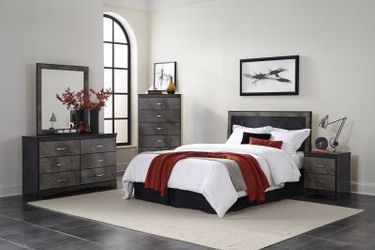Beautiful five piece black grey bedroom suite set