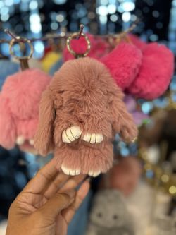 Fluffy Furry Faux Fur Bunny Rabbit Key Ring Key Chain