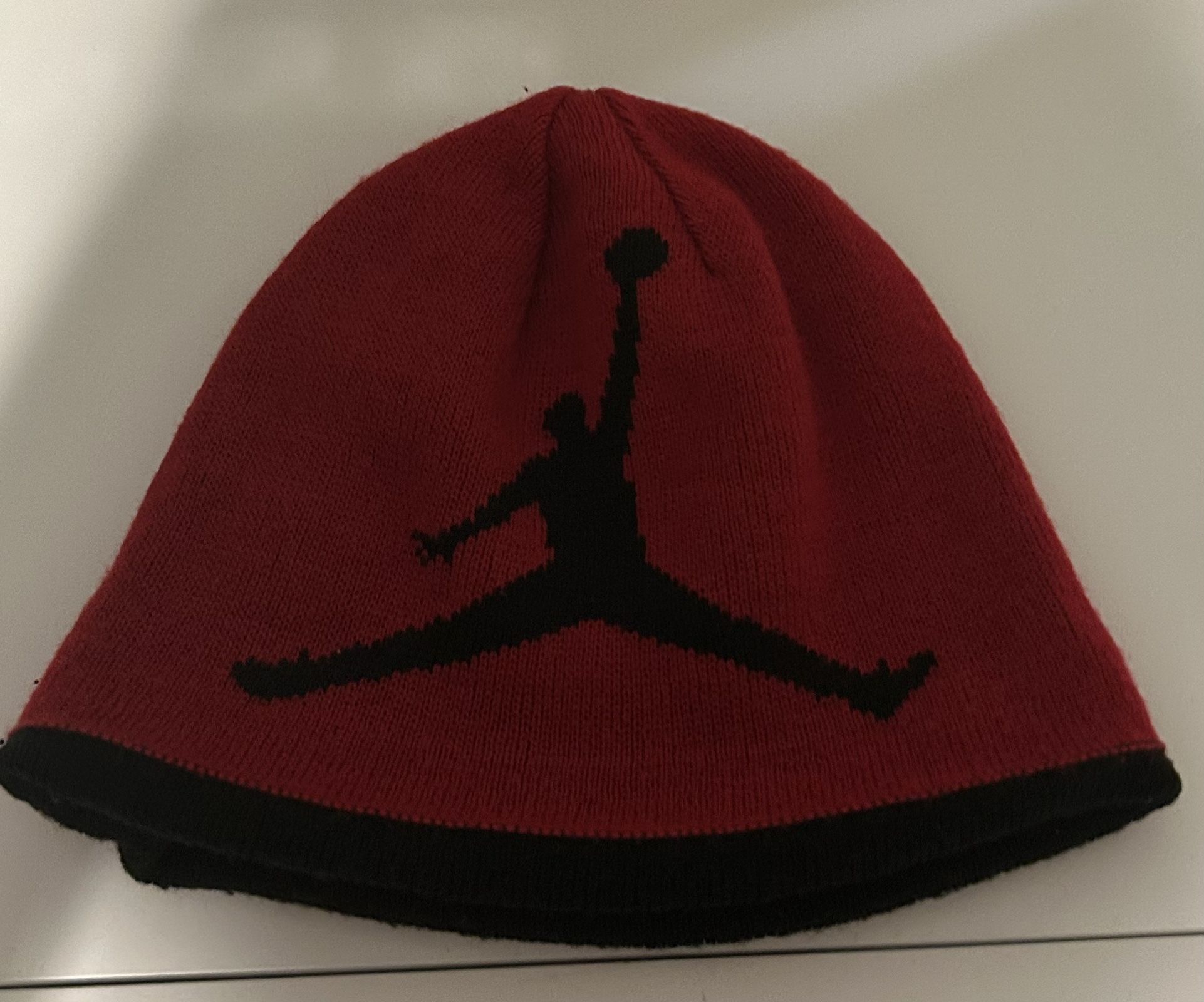 Air Jordan Beanie Red /Black Jumpman Winter Hat Reversible Youth Kids GUC