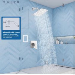 Shower Faucet Set Bathroom Rain Shower System 8 Inch Square C23 Chrome Or Black