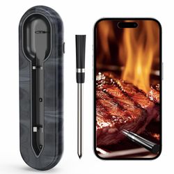 Single Wireless Meat Thermometer, Precise Temperature Detection Probe, 500 Foot Remote Monitoring, Dual Alarm, Meat Thermometer for Wireless Cooking t