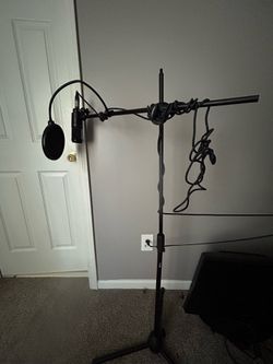 Audio-Technica AT2020 XLR Microphone w/ Boom Stand, Pop Filter & XLR Cable
