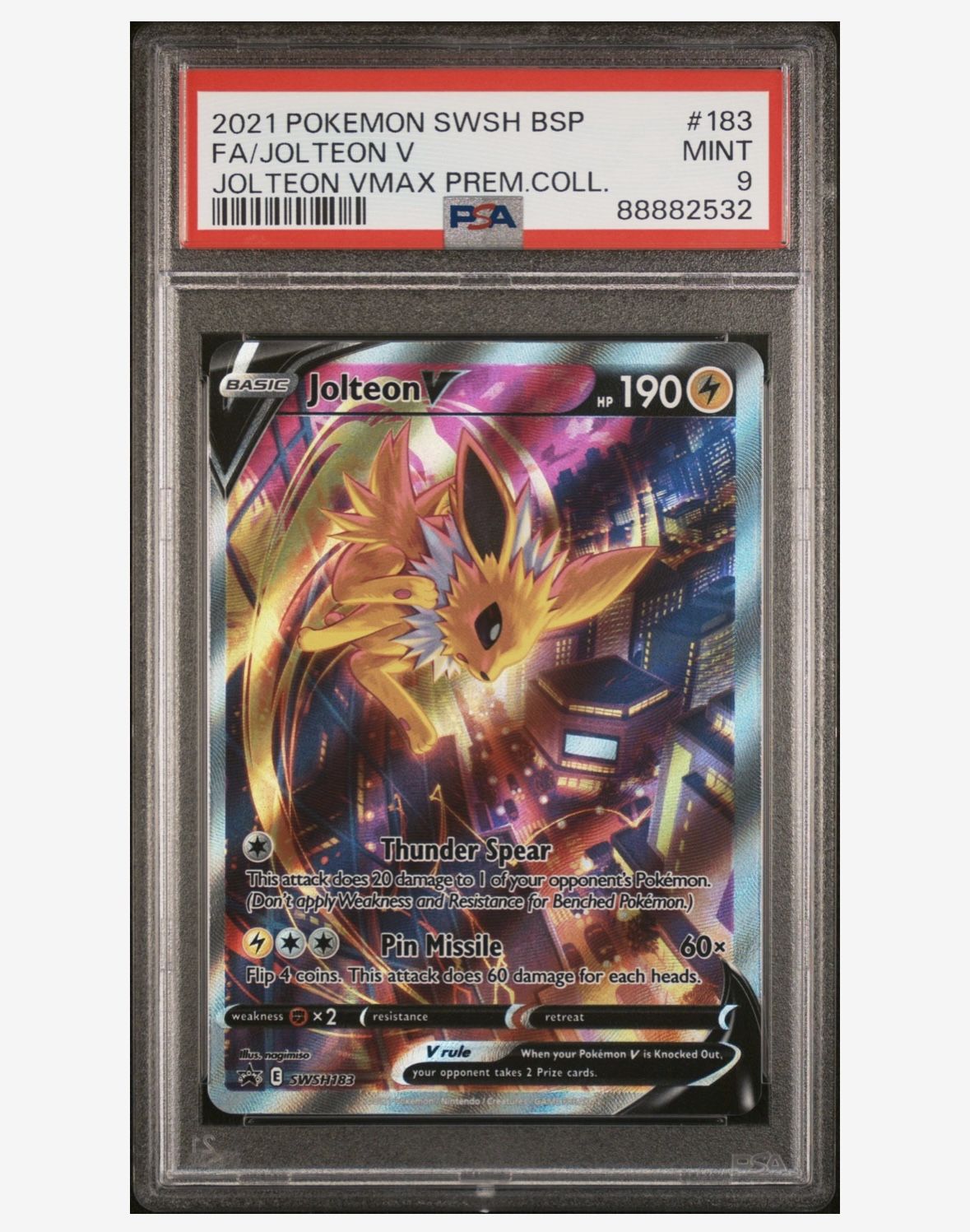 2021 Pokemon SWSH Black Star Promo Jolteon V SWSH183 Full Art PSA 9 Gem Mint