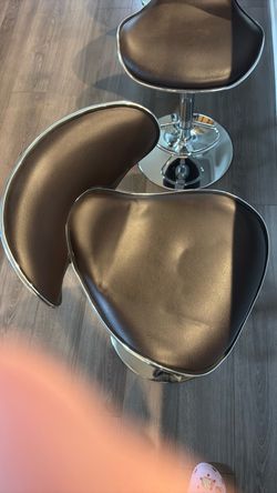 Brown Faux Leather Swivel Bar Stools – Set of 2