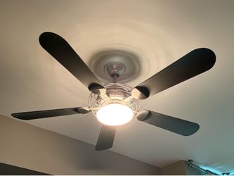Hampton Bay Industrial Cage Ceiling Fans with Remotes — Set of 2