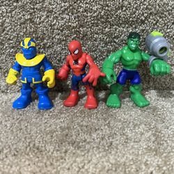 Marvel Super Hero Squad Spiderman & Hulk & Thanos figures Imaginext Playskool