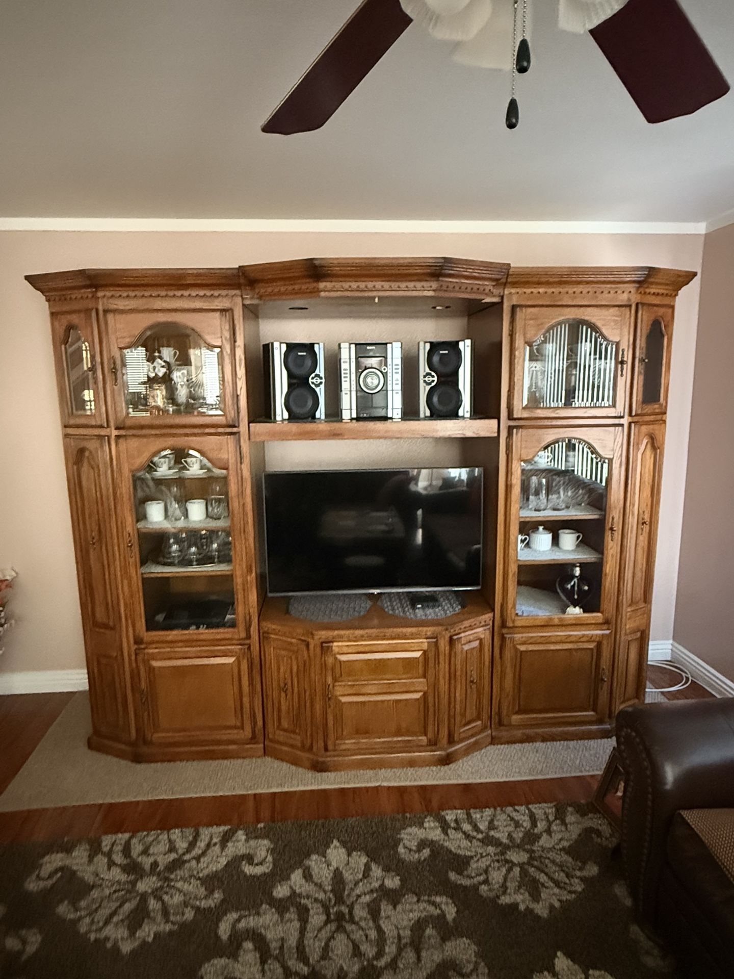 Solid Oak Entertainment Center. 