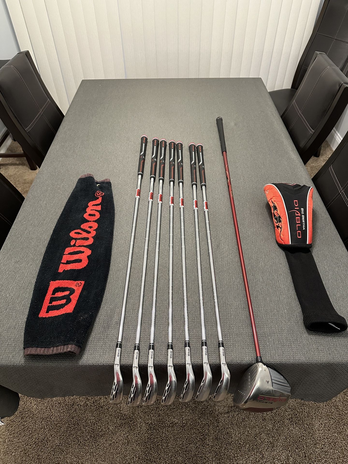 Wilson Men's D7 Xs Irons #5-Pw Steel Regular Right with Callaway Big Bertha Diablo Driver