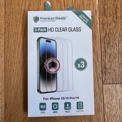 Premium Shieldz iPhone 15 / 15 Pro / 16 – Glass Screen Protector (HD Clear)