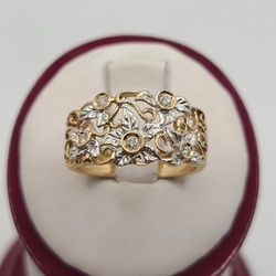 14k Gold Diamond Filigree Ring