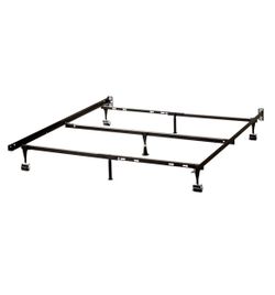 7-Leg Metal Bed Frame - Heavy Duty Steel Construction with Center Support Legs - Headboard Brackets & Caster Wheels Included - for Queen & Full-Sized