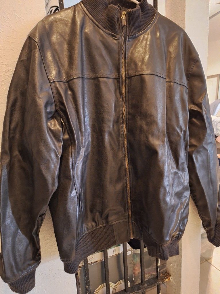 Men's U.S. Polo ASSN. FAUX Leather Jacket BROWN SIZE Xl