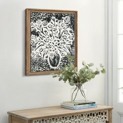 Classic Farmhouse Vase with Blooming Flowers Wall Décor, Wooden Rectangle Frame, Distressed Wall Art Hanging for Living Room Bathroom Indoor Outdoor D