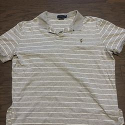 Ralph Lauren Gray and White Striped Polo XL