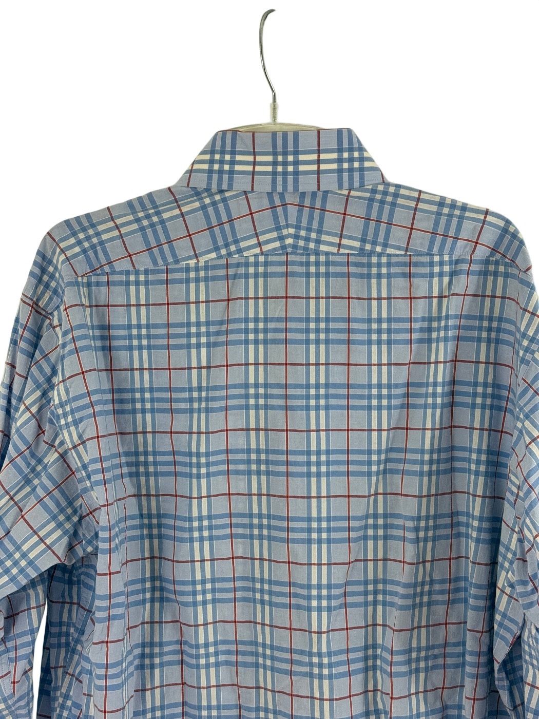 Burberry London Men's Nova Check Blue Plaid Cotton Dress Shirt Size 17/43 Burberry London Men's Nova Check Blue Plaid Cotton Dress Shirt Size 17/43