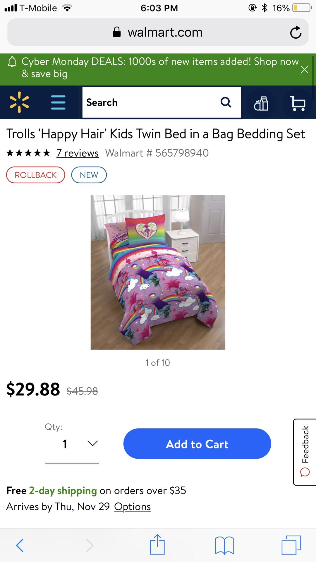 Trolls bedding set