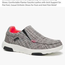 Slip-On Loafers Walking Shoes: Comfortable Plantar Fasciitis Loafers with Arch Support for Flat Feet, Casual Orthotic Shoes for Foot and Heel Pain Rel
