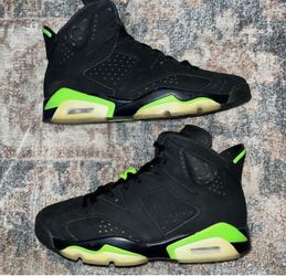 Mens Nike Air Jordan 6 Retro Black Electric Green shoes