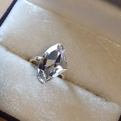 Sterling Silver Abstract Crystal Ring Women's Size 7