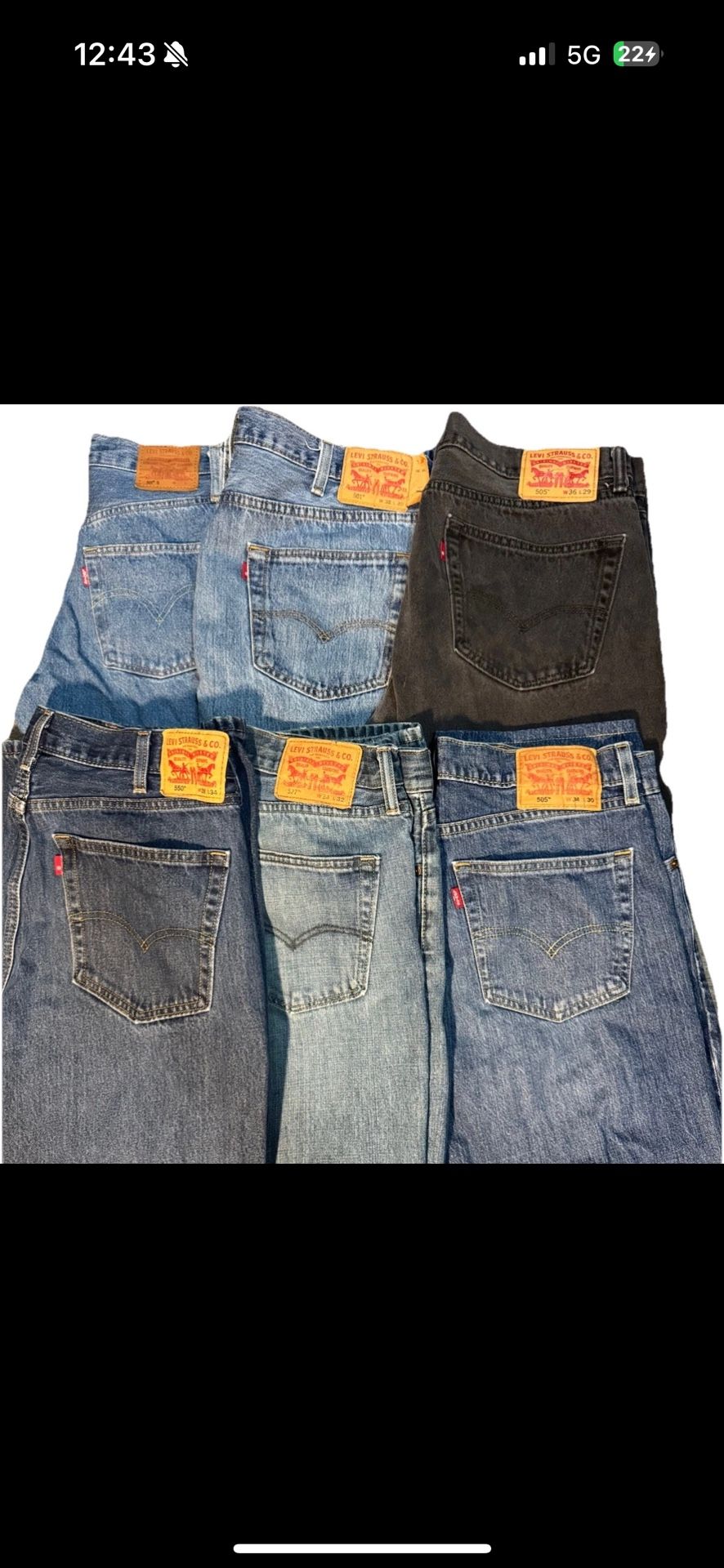 Levis Jeans Mixed Lot Of 6 - *BIG E* & *RTAB* RARE Lot - 501XX, 505, 527 & 550!