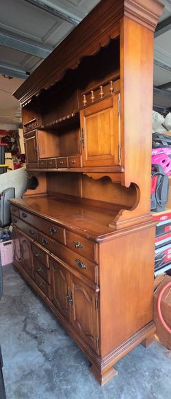 Large Wood Buffet with Hutch