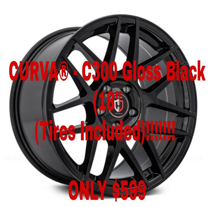 CURVA® - C300 Gloss Black (18" x 9.5", +35 Offset, 5x112-120.65 Bolt Pattern, 73.1mm