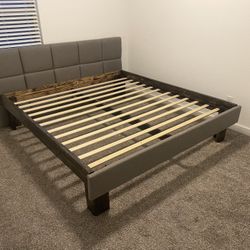 King Size Bed Frame Real Wood Frame With Headboard 