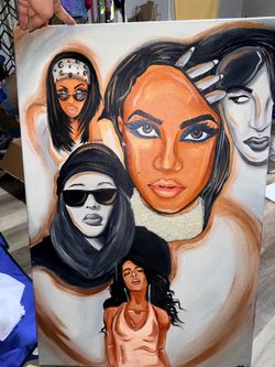 24X36 Aaliyah Tribute Custom Painting