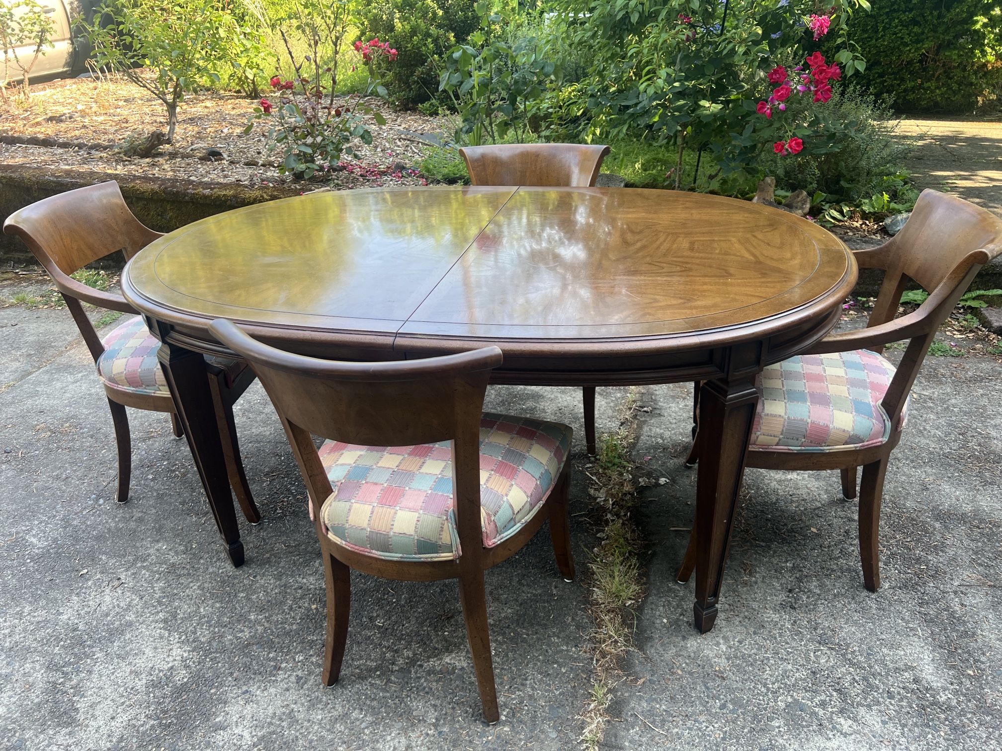 Hardwood Table With Protective Pad And Chairs