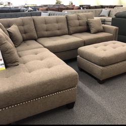 Sectional Sofa Set With Ottoman 