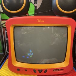 Vintage Disney DT1350-C 13" Mickey Mouse Retro Gaming CRT TV Ears Speakers Working 