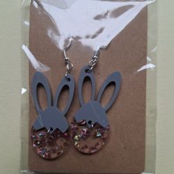 Handmade Bunny Glitter Earrings