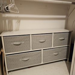 White Storage Dresser w/ Fabric Drawers – Closet Organizer