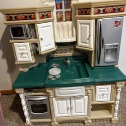 Kids Kitchen Set With A Tea Party Cart