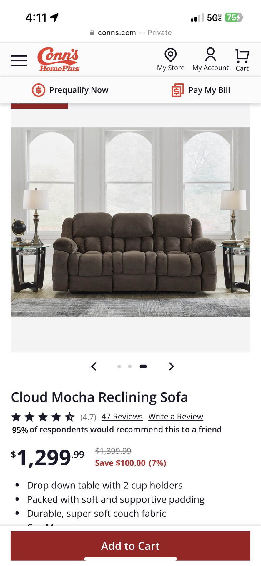 Comfy Reclining Couch/ Make Offer