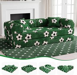 79" Convertible Sofa Bed, 6-in-1 Futon Sofa Boneless Couch in a Box