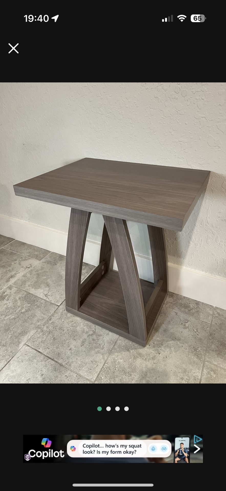 NEW - Side Table / End Table / Nightstand / Accent Table - Grey