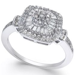 Diamond Vintage-Inspired Ring (1/2 ct. t.w.) in 14k White Gold Size 7