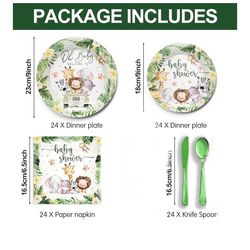 Safari Birthday Supplies Tableware Boys Safari Jungle Baby Shower Party Decorations Include Plates, Cups, Napkins, Tableware, Wild Birthday Baby Show