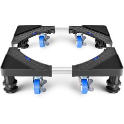 Negom Mini Fridge Stand Locking Wheels, Washing Machine Height Adjustable Stand, Heavy Duty Portable Dryer Stand Mobile Base With Swivel Wheels For Un