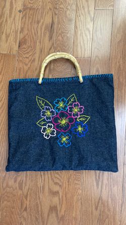 Embroidered Bag With Handles