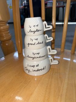 stackable mug set, featuring quotes like "1 cup of Joy, indeed!". Need a good cleaning
