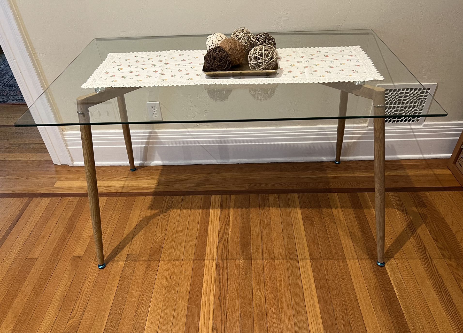Modern Rectangular Glass Top Table/Desk