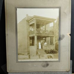 Antique Photograph Family in Porch 7.5" x 9.5"
