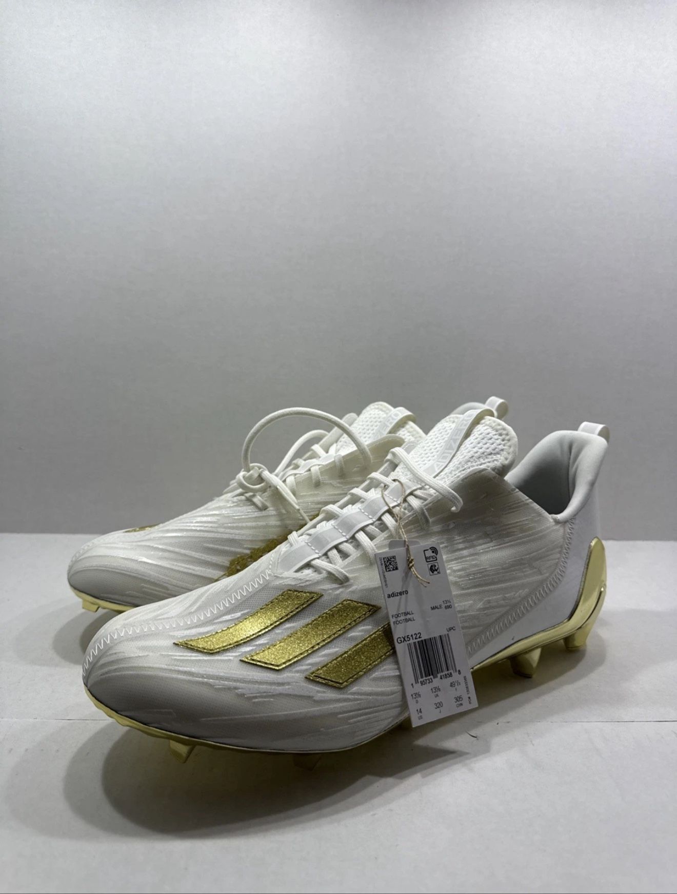 Adidas Adizero White Metallic Gold GX5122 Men’s Football Cleats Size 14