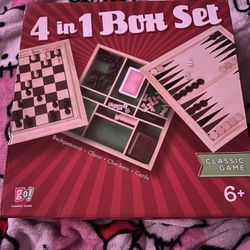 4 in 1 box set backgammon•chess•checkers•cards