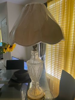 European Crystal Clear Industries Table Lamp - Etched Crystal - Mid Century Modern MCM